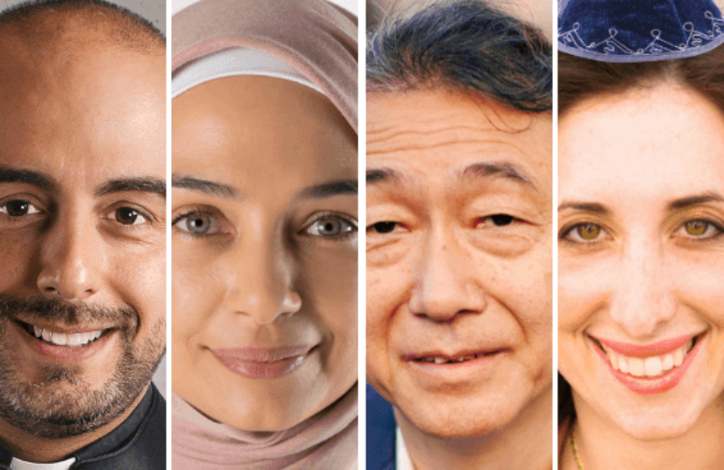 Diverse group of individuals with different religious backgrounds, symbolizing unity and harmony among various faiths. ING Header Image